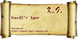 Kazár Igor névjegykártya